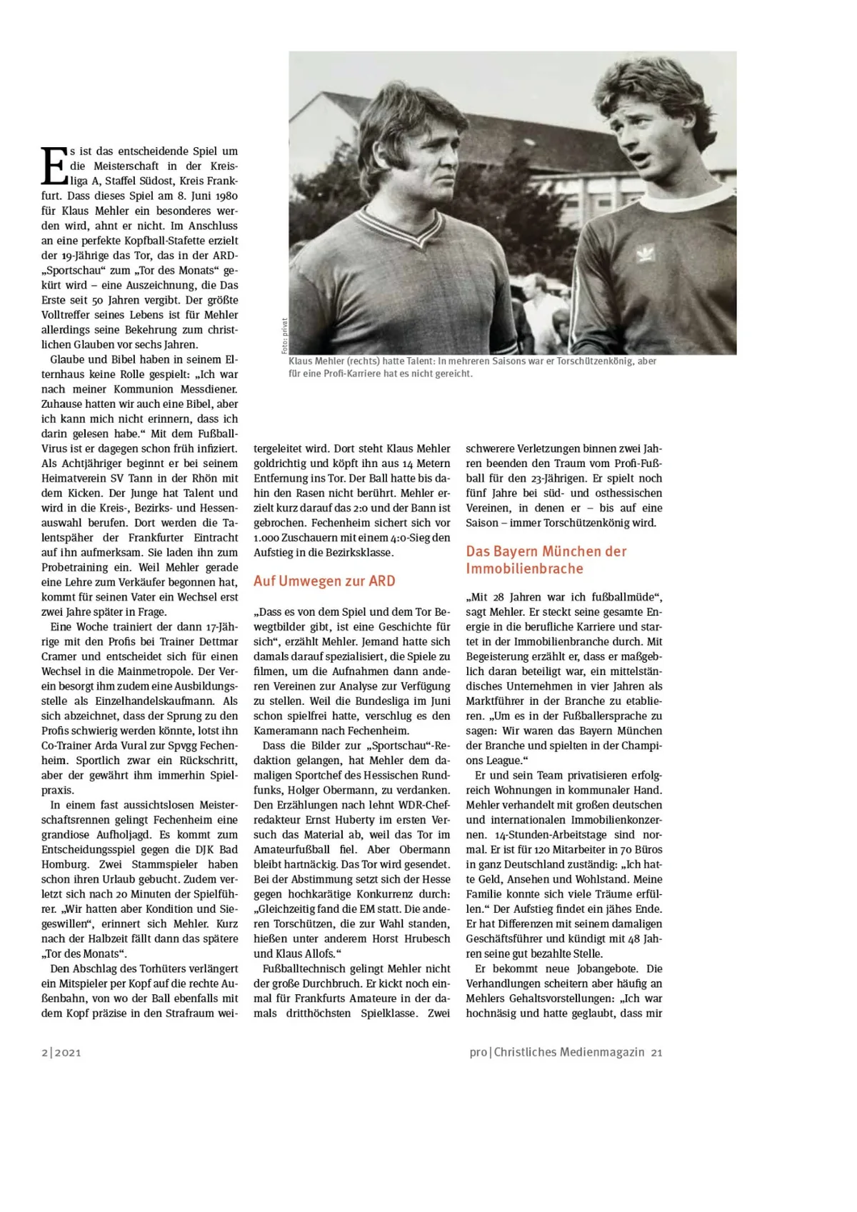 Artikel im Magazin PRO über Klaus Mehler, Seite 2