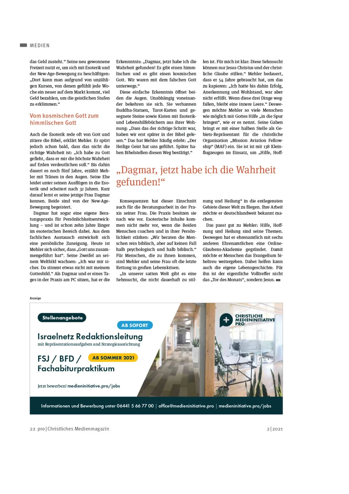 Artikel im Magazin PRO über Klaus Mehler, Seite 3
